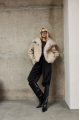 Double-sided beige sheepskin coat made of natural sheepskin